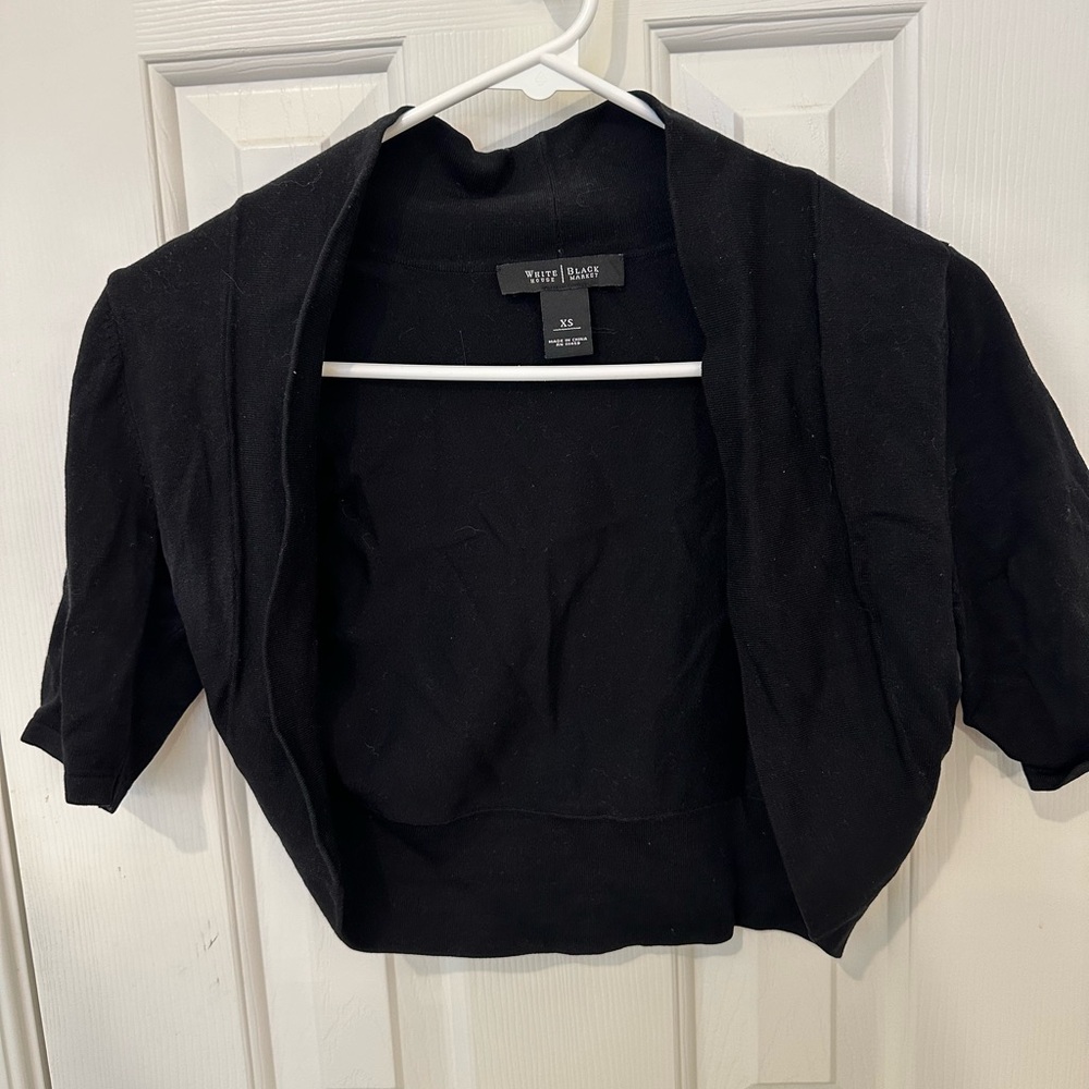 White House Black Market XS black cropped shrug